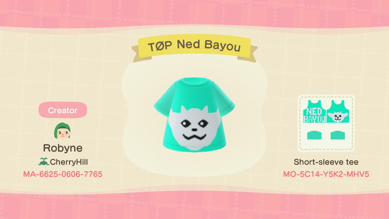 Animal Crossing Design Code: MO-5C14-Y5K2-MHV5 TOP Ned Bayou