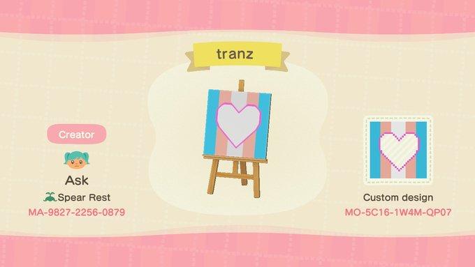Animal Crossing Design Code: MO-5C16-1W4M-QP07 Trans Pride Heart