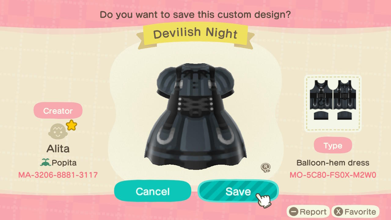 Animal Crossing Design Code: MO-5C80-FS0X-M2W0 Devilish Night
