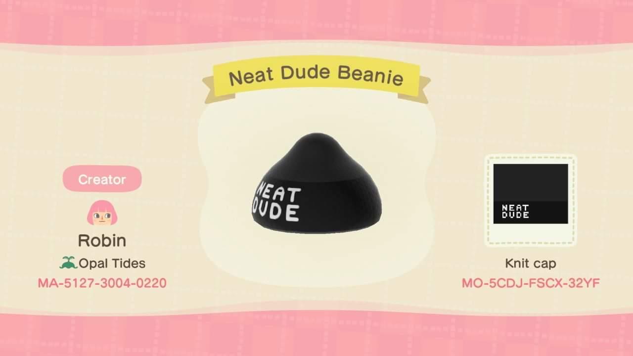 Animal Crossing Design Code: MO-5CDJ-FSCX-32YF Neat Dude Beanie