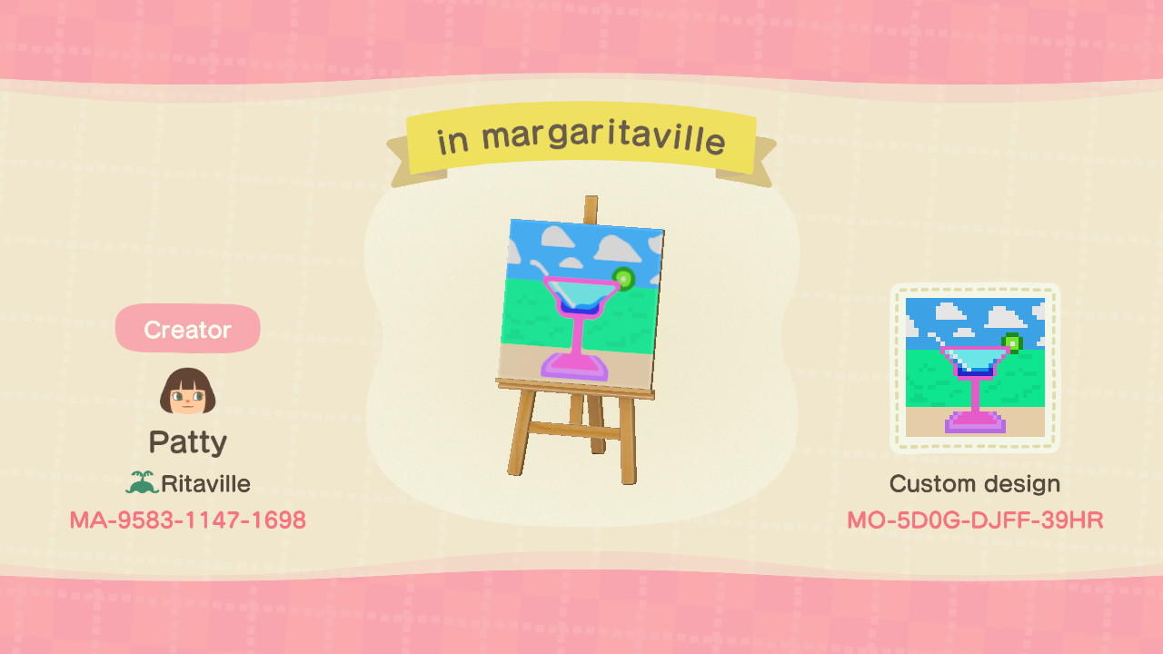 Animal Crossing Design Code: MO-5D0G-DJFF-39HR in margaritaville