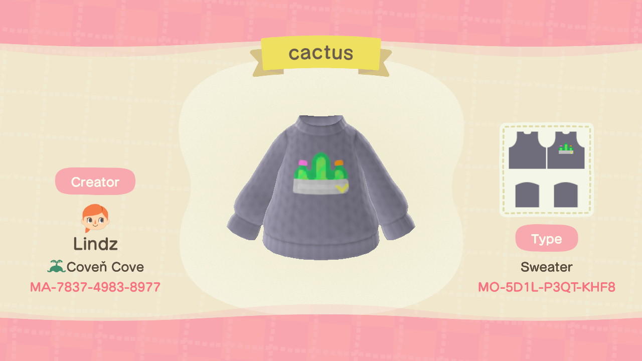 Animal Crossing Design Code: MO-5D1L-P3QT-KHF8 Cactus