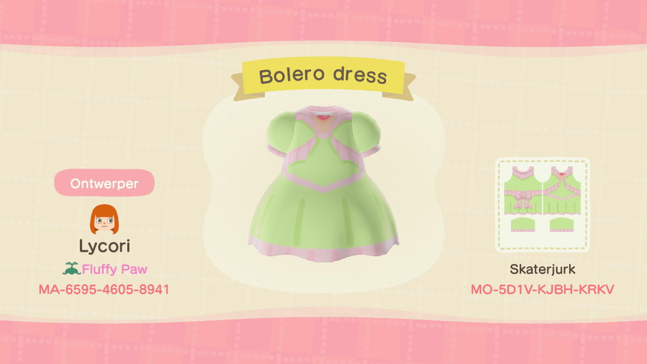 Animal Crossing Design Code: MO-5D1V-KJBH-KRKV Bolero dress