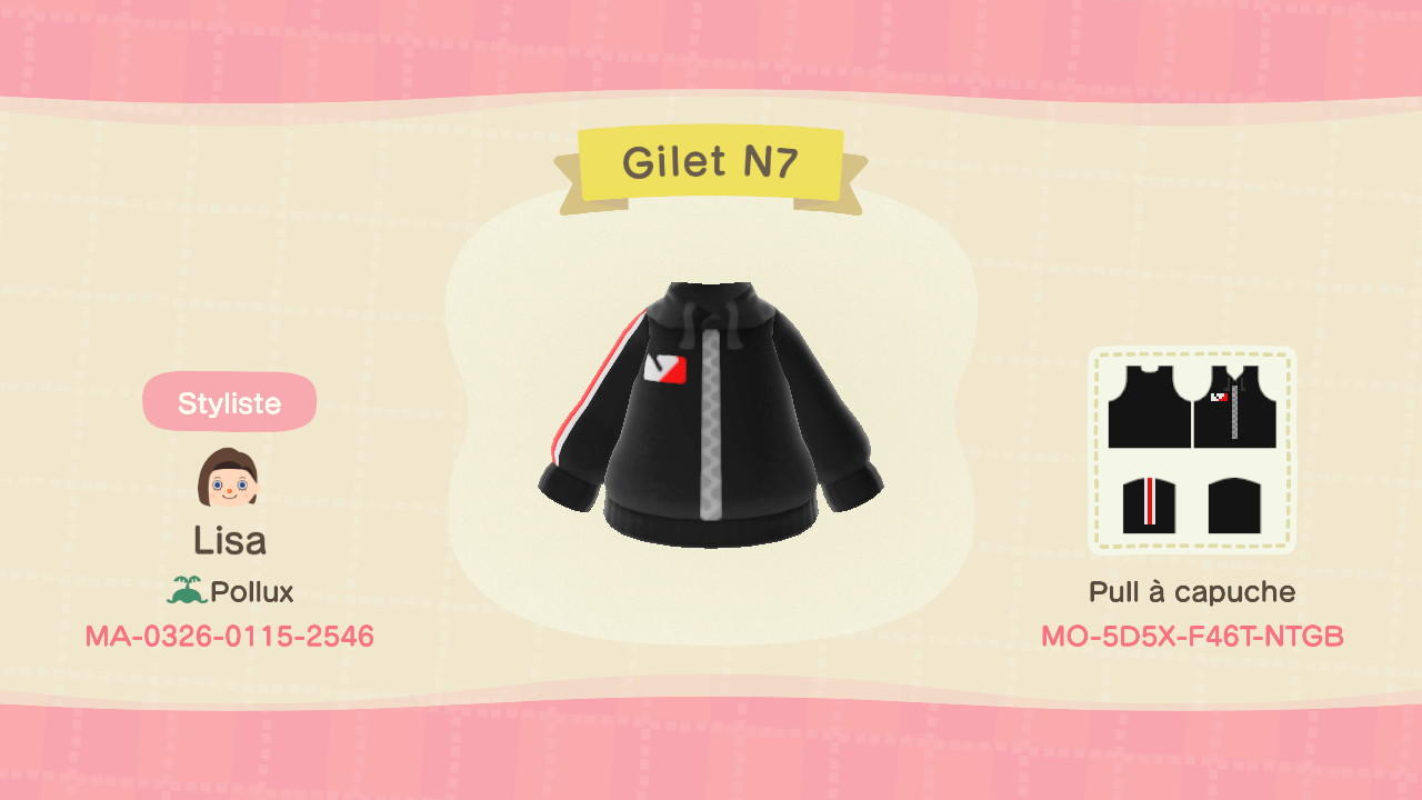 Animal Crossing Design Code: MO-5D5X-F46T-NTGB Gilet N7