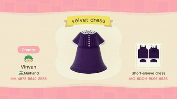 Animal Crossing Design Code: MO-5DQH-9K96-5636 velvet dress