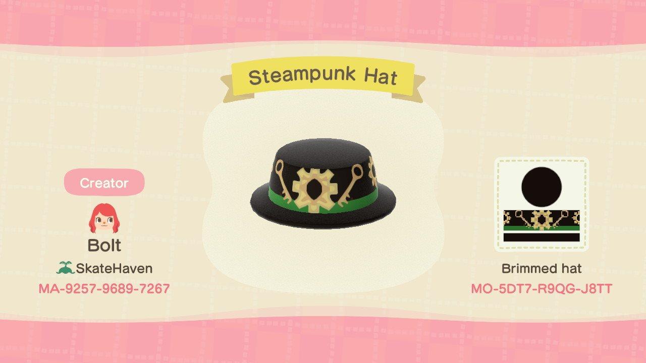 Animal Crossing Design Code: MO-5DT7-R9QG-J8TT Steampunk Hat