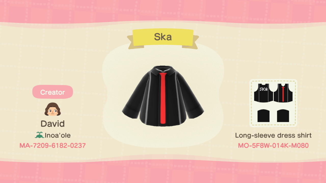 Animal Crossing Design Code: MO-5F8W-014K-M080 Ska