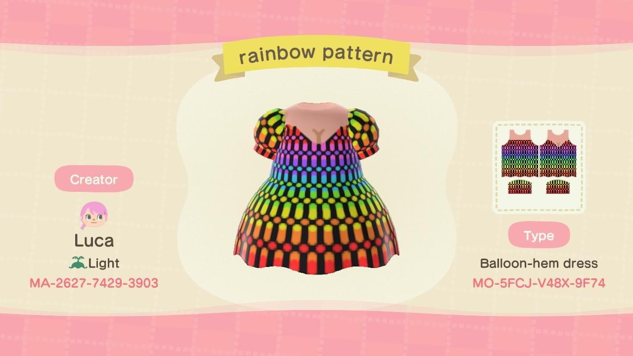Animal Crossing Design Code: MO-5FCJ-V48X-9F74 Rainbow pattern