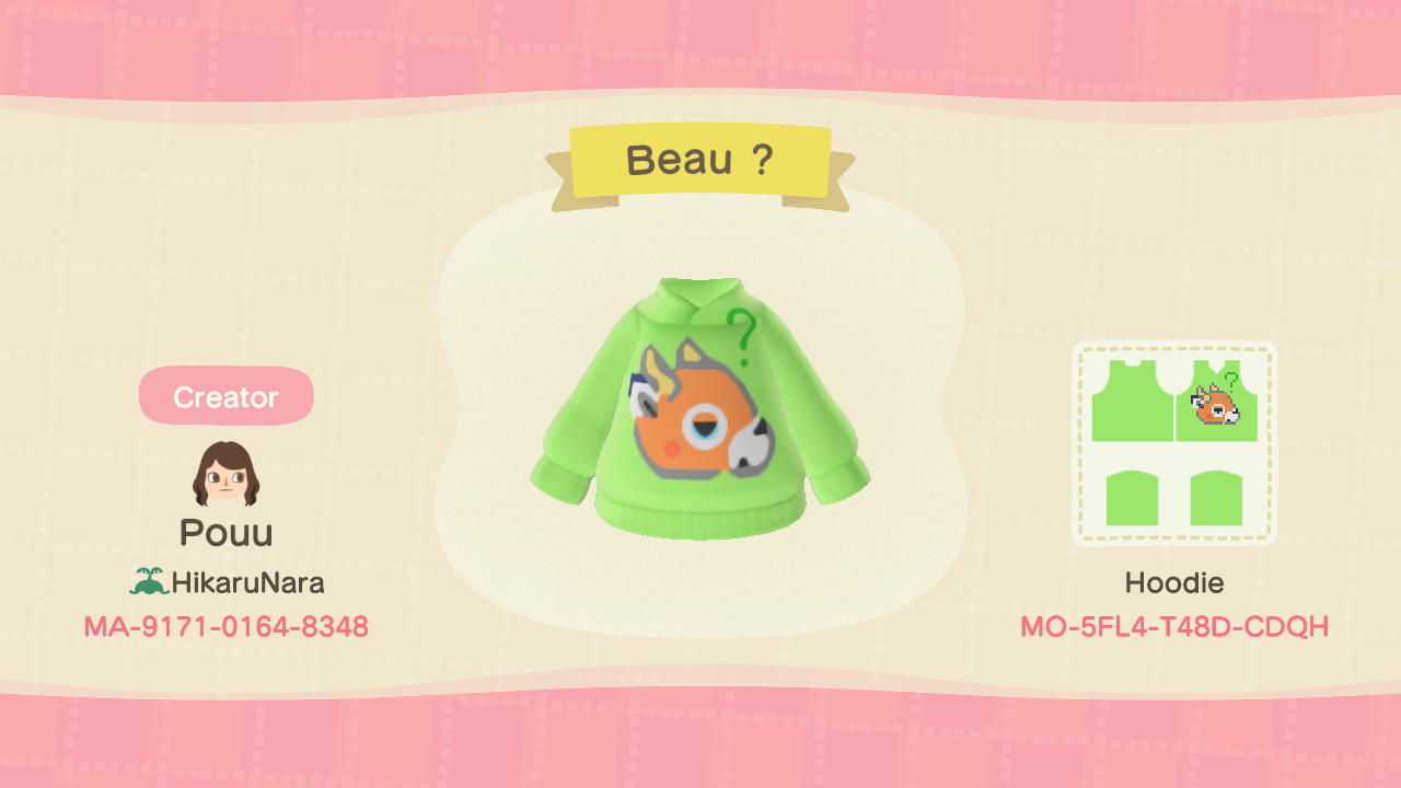 Animal Crossing Design Code: MO-5FL4-T48D-CDQH Beau ???