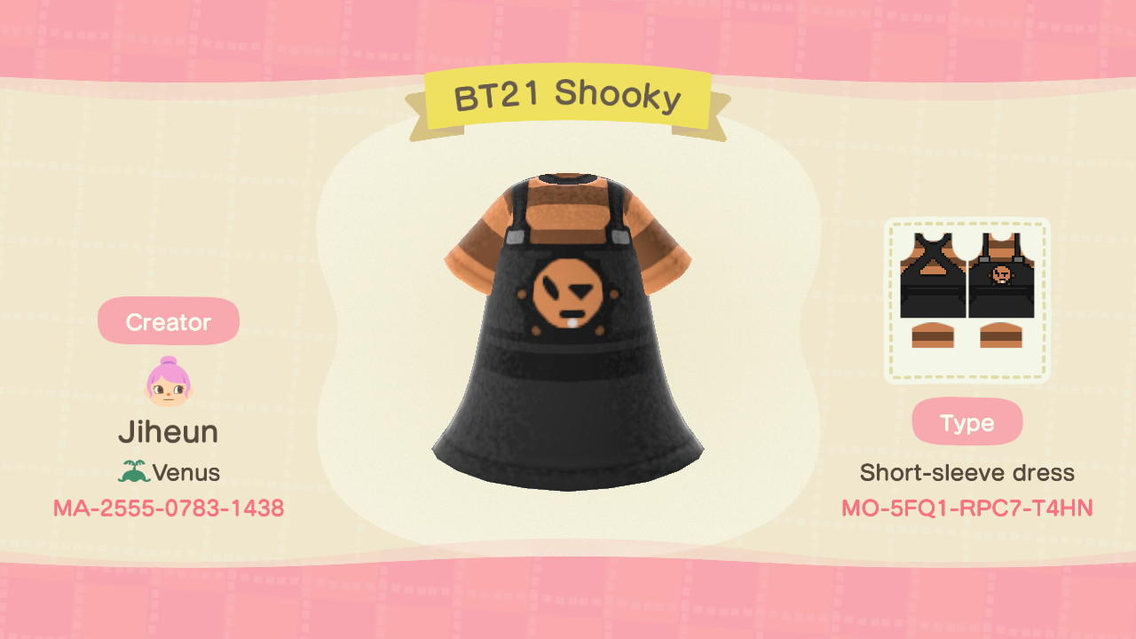 Animal Crossing Design Code: MO-5FQ1-RPC7-T4HN BT21 Shooky