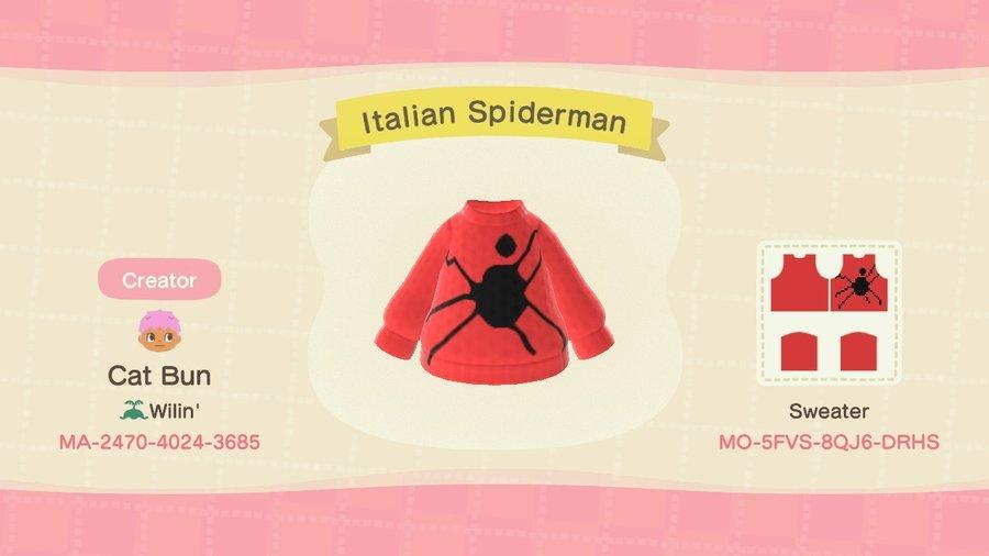Animal Crossing Design Code: MO-5FVS-8QJ6-DRHS Italian Spiderman