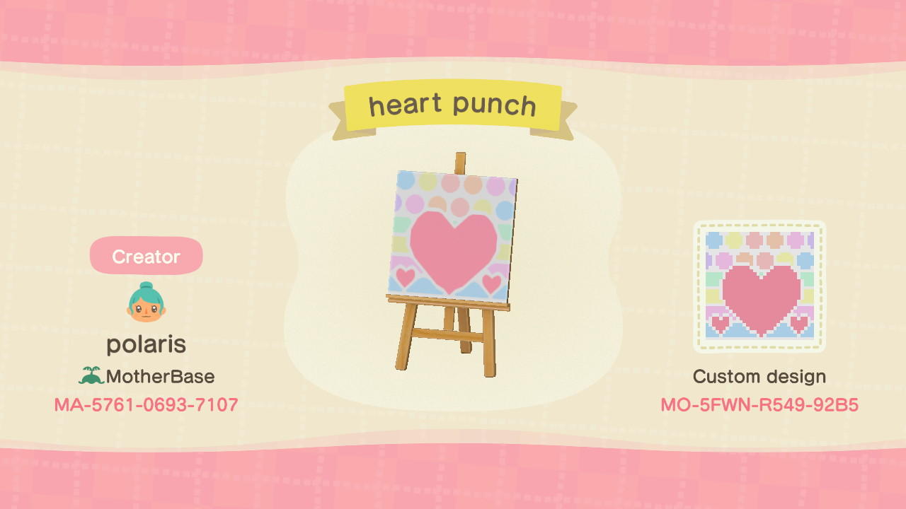 Animal Crossing Design Code: MO-5FWN-R549-92B5 heart punch