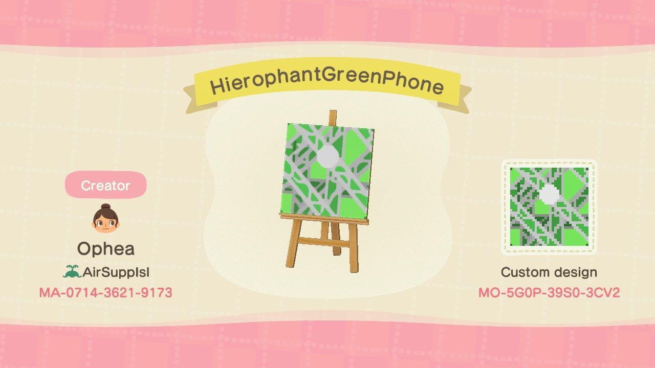 Animal Crossing Design Code: MO-5G0P-39S0-3CV2 HierophantGreenPhone