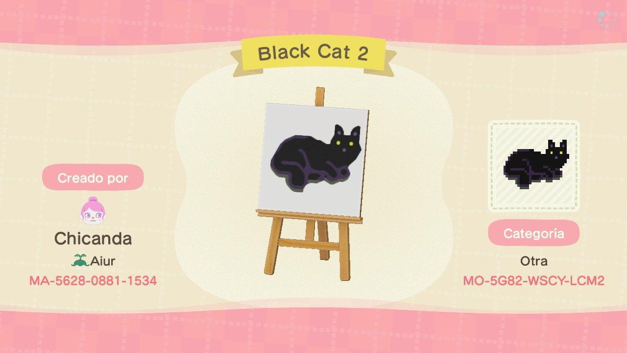 Animal Crossing Design Code: MO-5G82-WSCY-LCM2 Black Cat 2