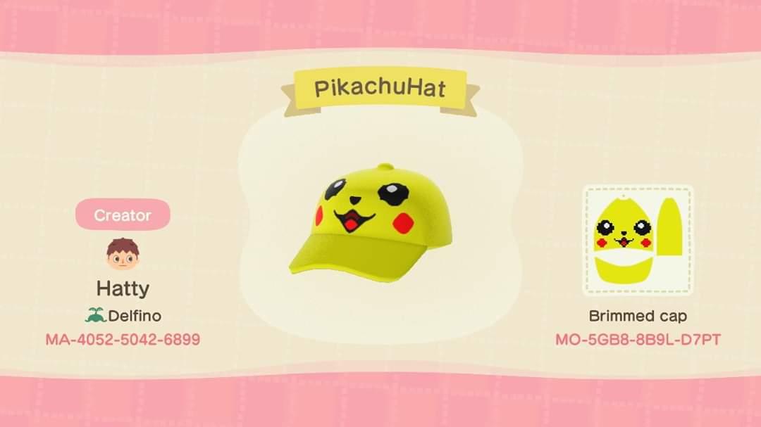 Animal Crossing Design Code: MO-5GB8-8B9L-D7PT PikachuHat