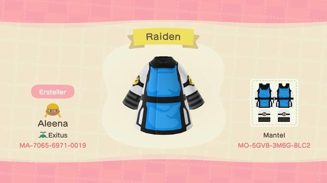 Animal Crossing Design Code: MO-5GV8-3M6G-8LC2 Raiden