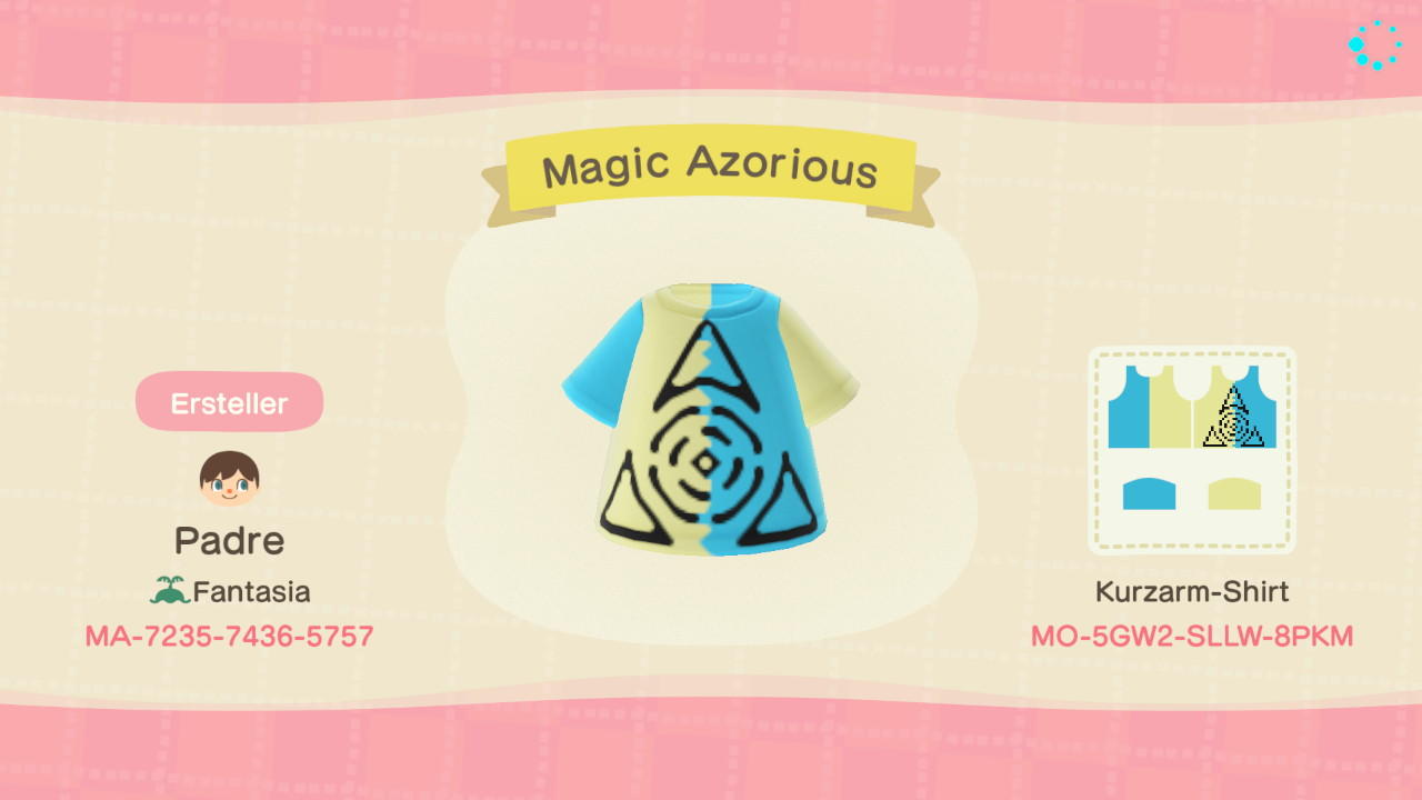 Animal Crossing Design Code: MO-5GW2-SLLW-8PKM Magic Azorious