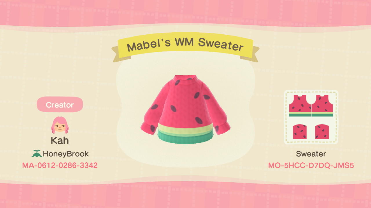 Animal Crossing Design Code: MO-5HCC-D7DQ-JMS5 Mabels Watermelon
