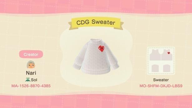 Animal Crossing Design Code: MO-5HFM-DXJD-LBS9 CDG Sweater