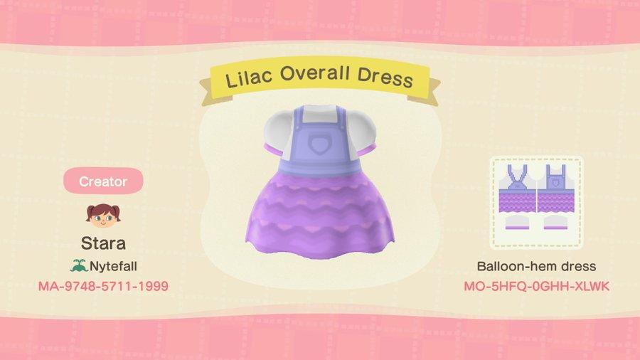 Animal Crossing Design Code: MO-5HFQ-0GHH-XLWK Lilac Overall Dress