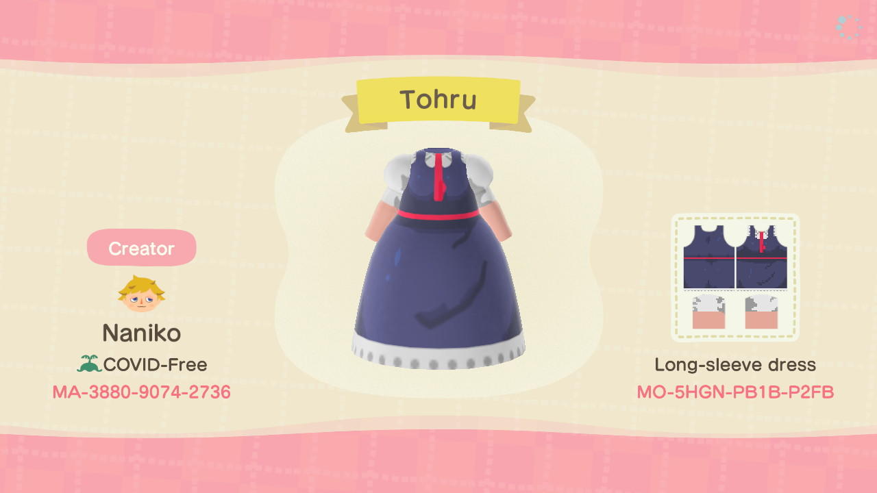 Animal Crossing Design Code: MO-5HGN-PB1B-P2FB Tohru