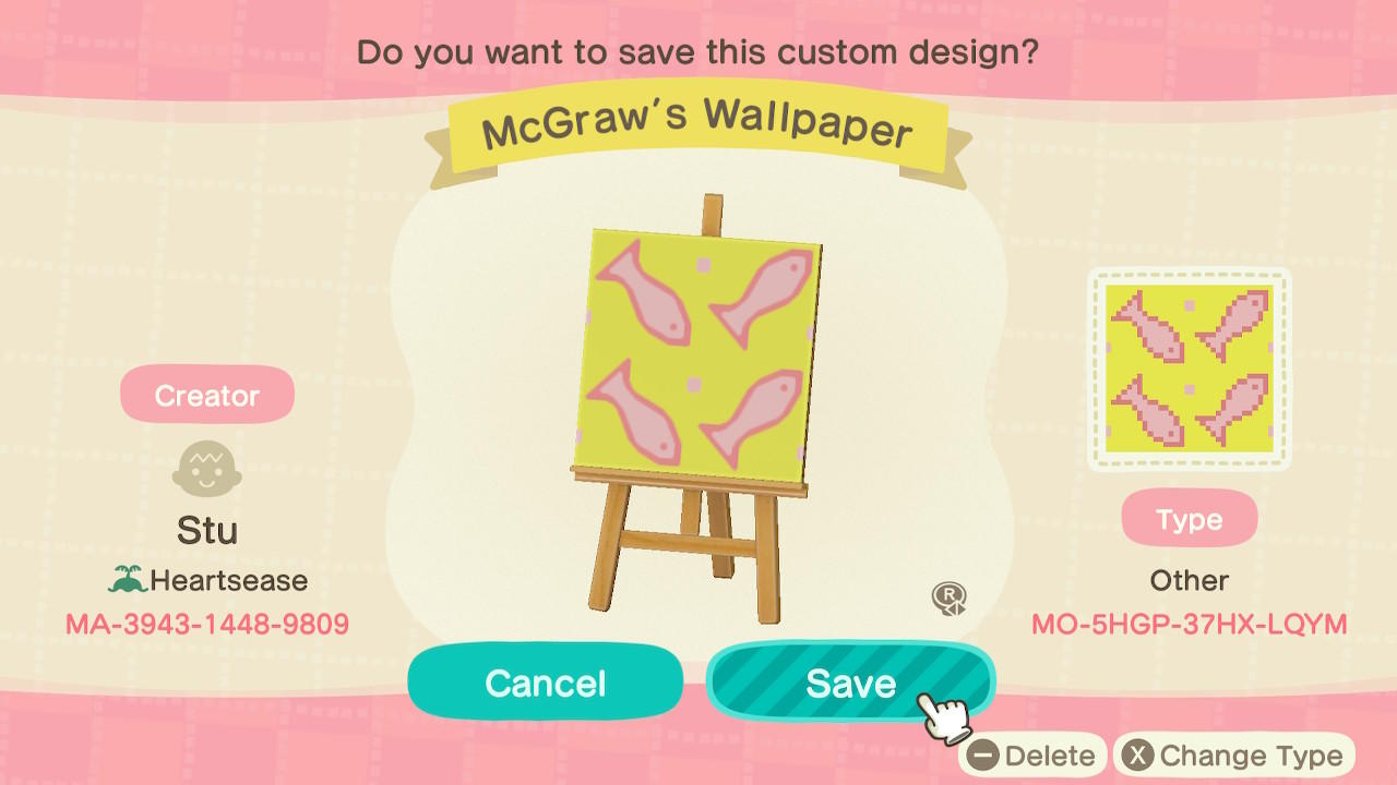 Animal Crossing Design Code: MO-5HGP-37HX-LQYM McGraw’s Wallpaper