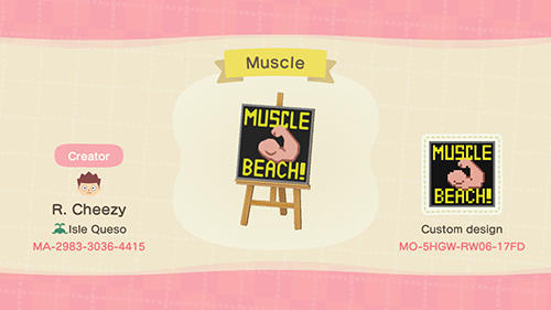 Animal Crossing Design Code: MO-5HGW-RW06-17FD Muscle