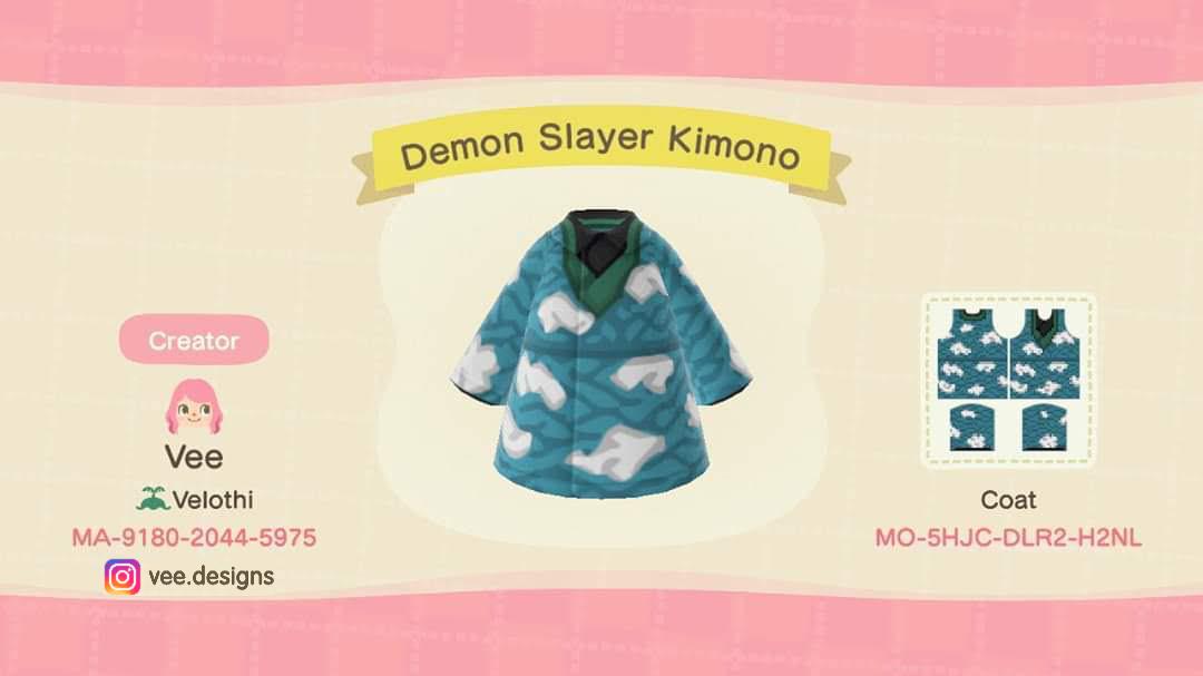 Animal Crossing Design Code: MO-5HJC-DLR2-H2NL Demon Slayer Kimono