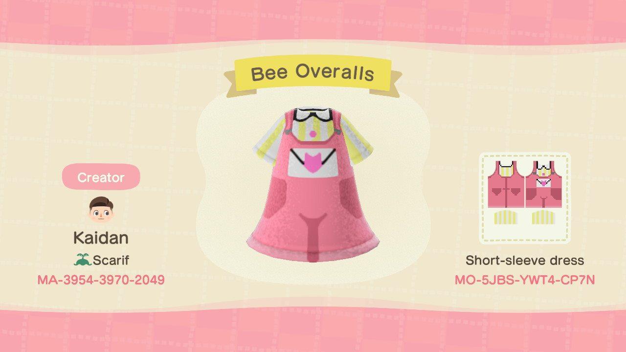Animal Crossing Design Code: MO-5JBS-YWT4-CP7N Bee Overalls