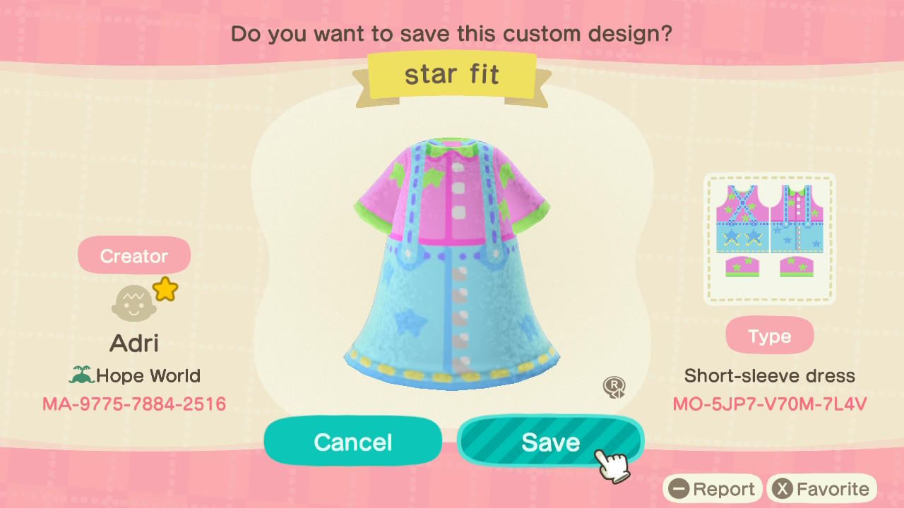 Animal Crossing Design Code: MO-5JP7-V70M-7L4V star fit