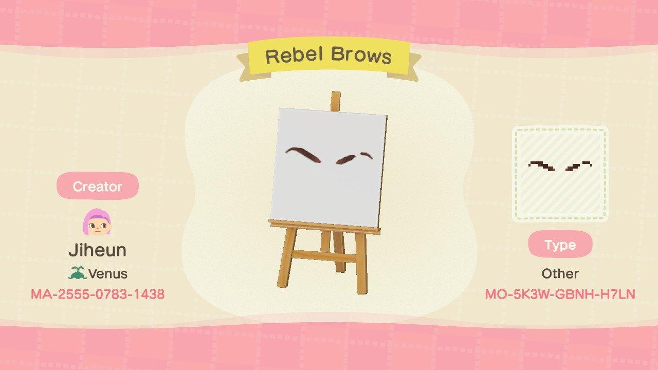 Animal Crossing Design Code: MO-5K3W-GBNH-H7LN Rebel Brows