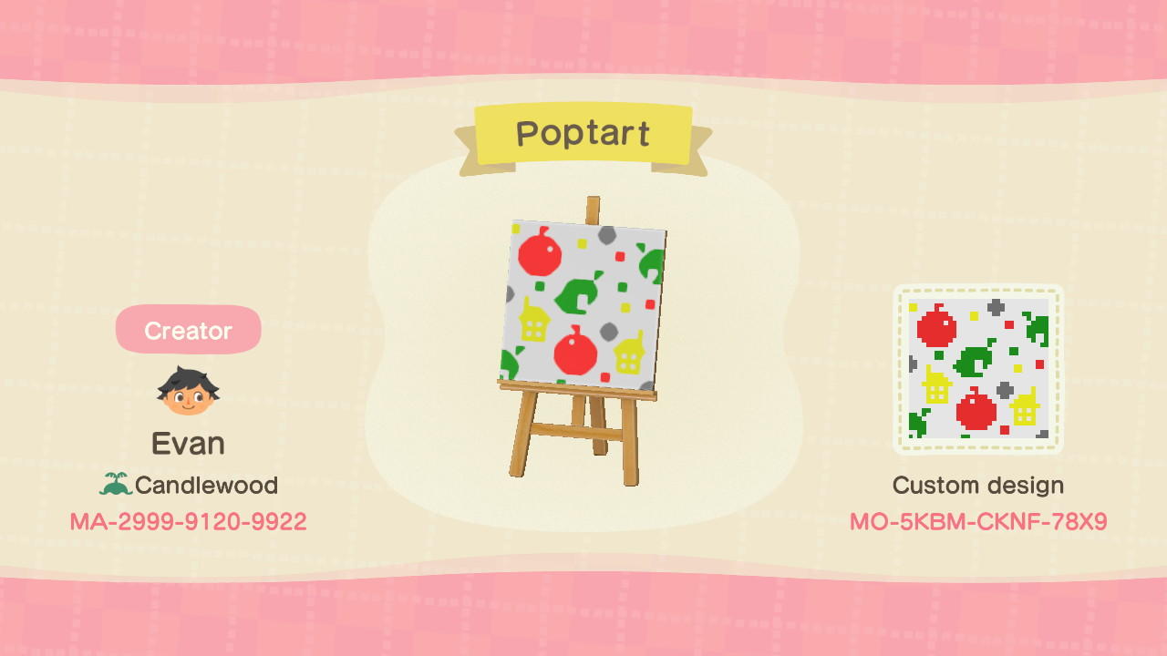 Animal Crossing Design Code: MO-5KBM-CKNF-78X9 Poptart