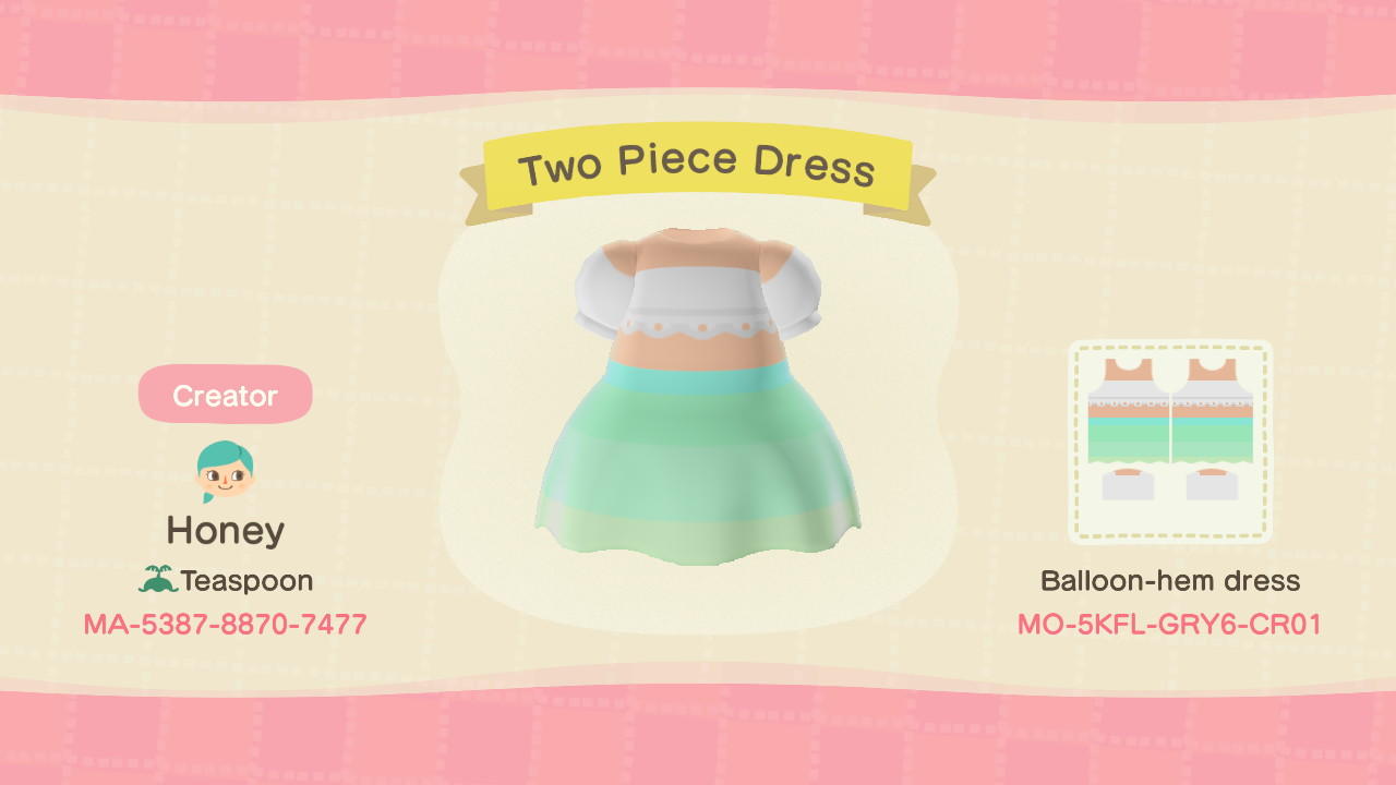 Animal Crossing Design Code: MO-5KFL-GRY6-CR01 Two Piece Dress