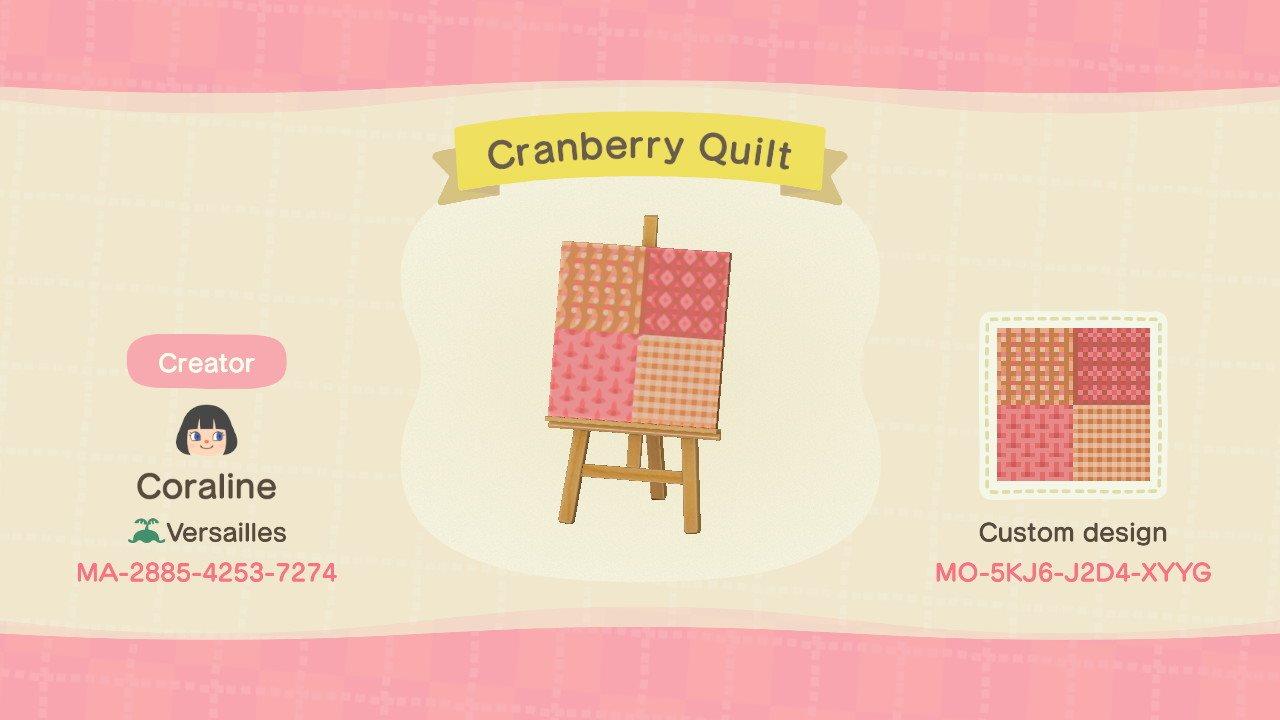 Animal Crossing Design Code: MO-5KJ6-J2D4-XYYG Cranberry Quilt