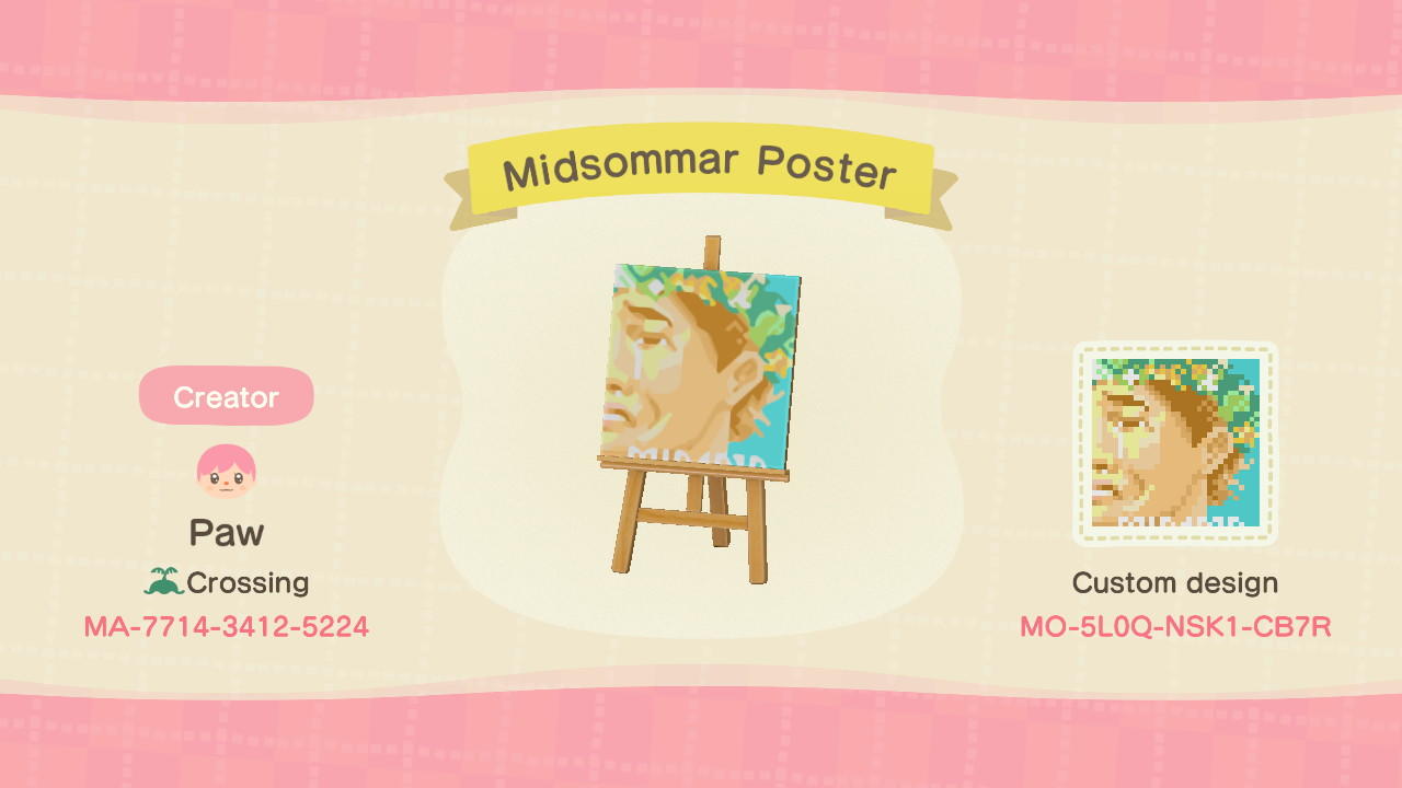 Animal Crossing Design Code: MO-5L0Q-NSK1-CB7R Midsommar Poster