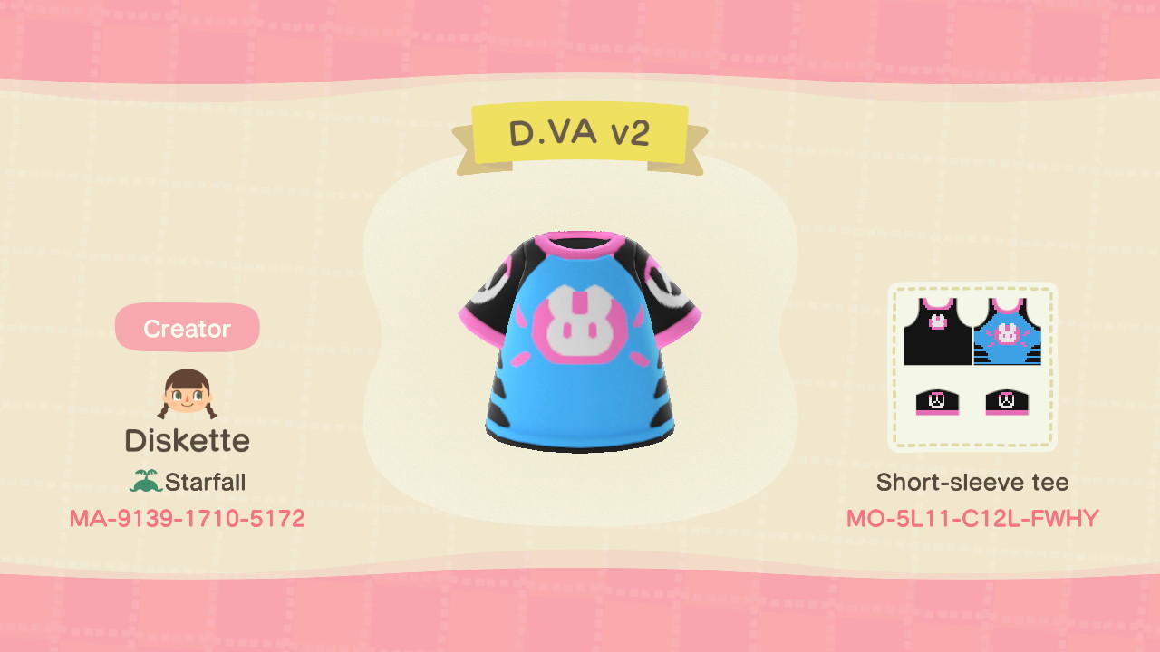 Animal Crossing Design Code: MO-5L11-C12L-FWHY D.VA V2