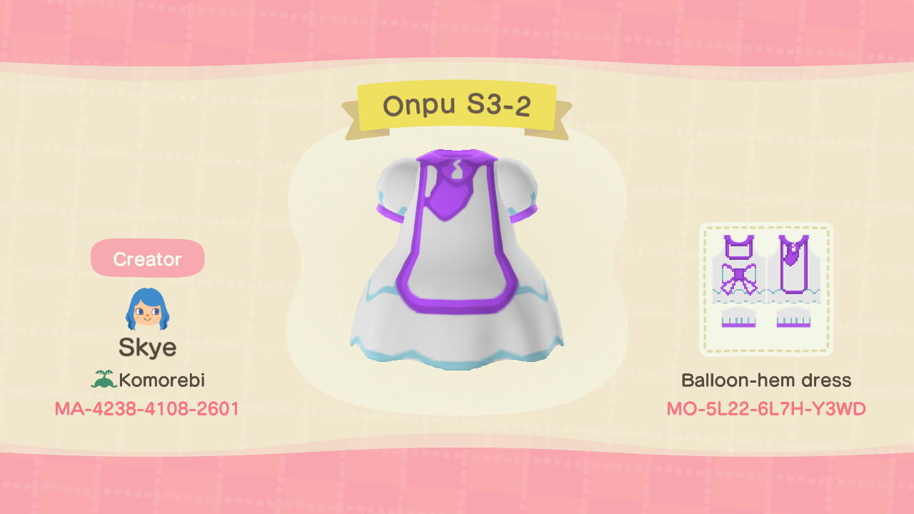Animal Crossing Design Code: MO-5L22-6L7H-Y3WD Onpu S3-2