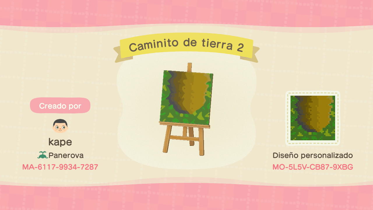 Animal Crossing Design Code: MO-5L5V-CB87-9XBG Caminito de tierra 2