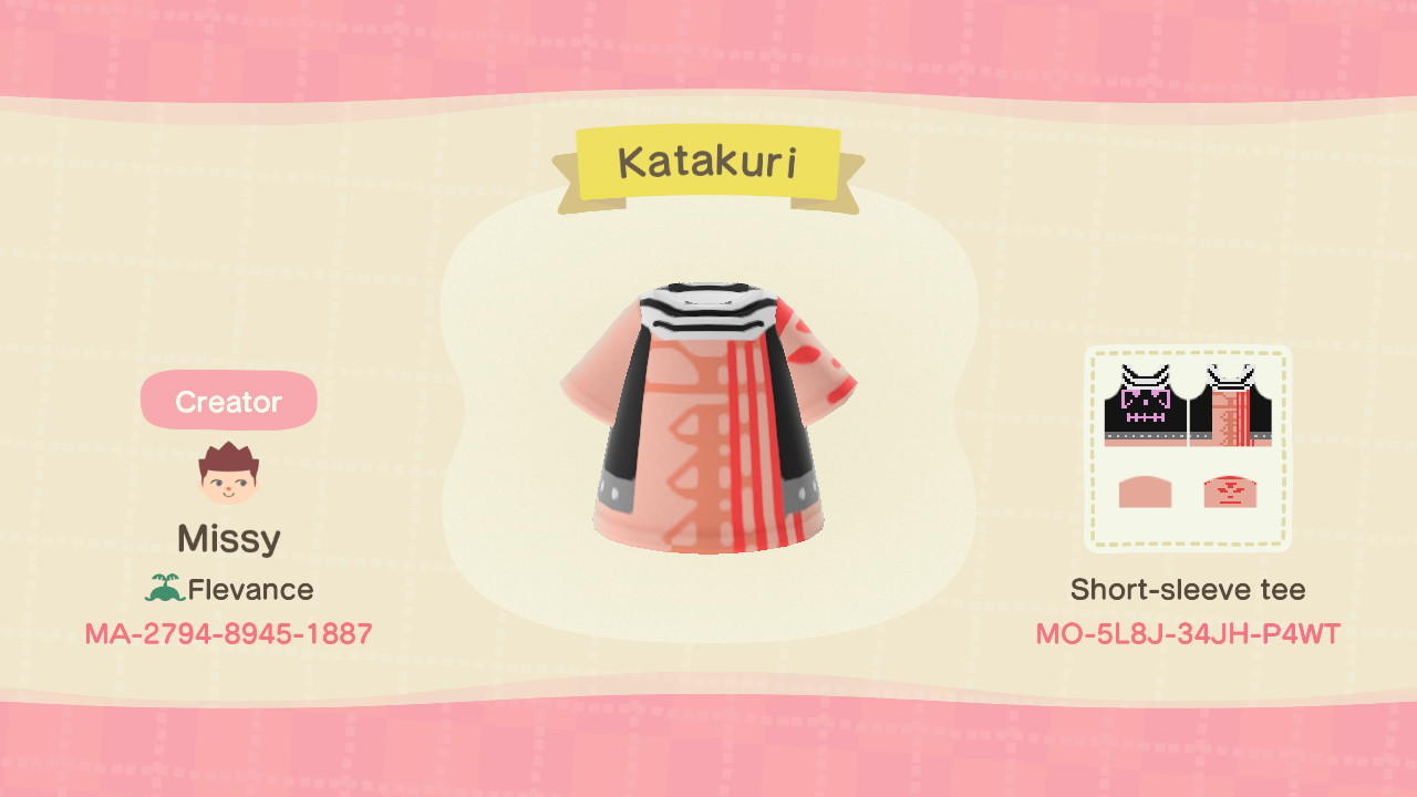 Animal Crossing Design Code: MO-5L8J-34JH-P4WT Katakuri