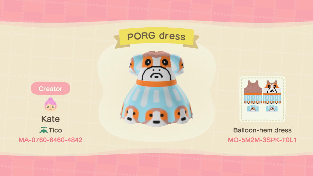 Animal Crossing Design Code: MO-5MWM-3SPK-T0L1 PORG dress