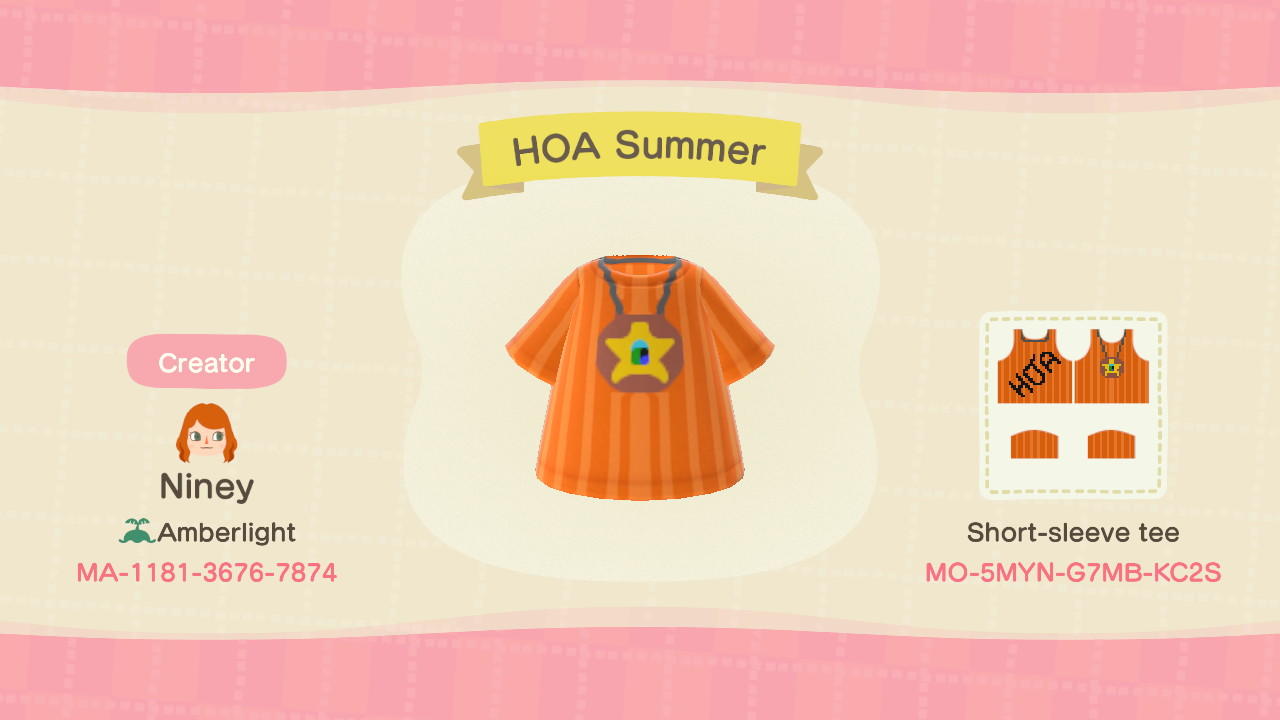 Animal Crossing Design Code: MO-5MYN-G7MB-KC2S HOA Badge Shirt