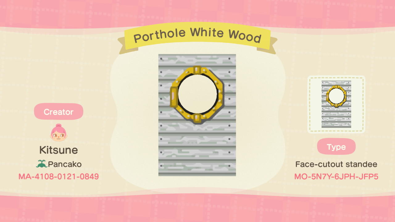 Animal Crossing Design Code: MO-5N7Y-6JPH-JFP5 Porthole White Wood