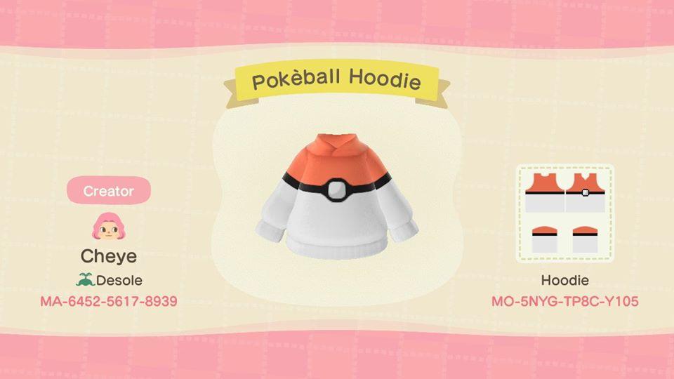 Animal Crossing Design Code: MO-5NYG-TP8C-Y105 Pokeball Hoodie