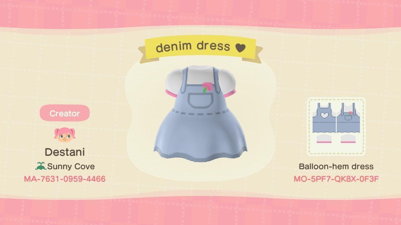 Animal Crossing Design Code: MO-5PF7-QK8X-0F3F Denim Dress