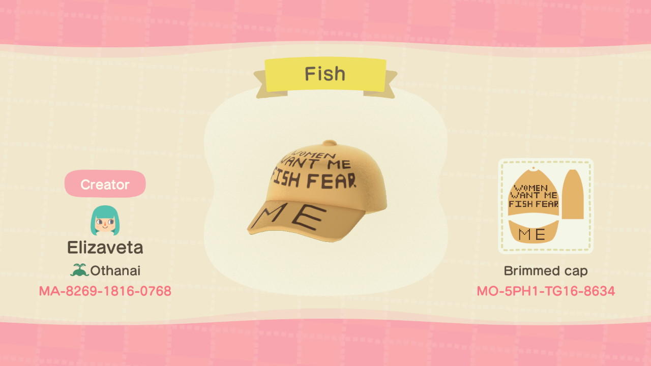 Animal Crossing Design Code: MO-5PH1-TG16-8634 Fish
