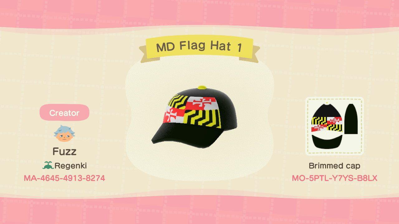 Animal Crossing Design Code: MO-5PTL-Y7YS-B8LX MD Hat 1