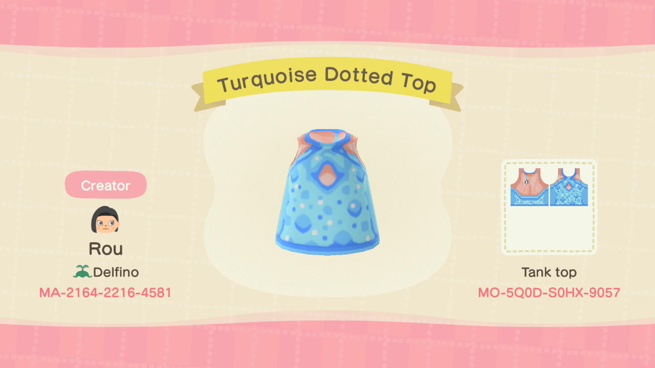 Animal Crossing Design Code: MO-5Q0D-S0HX-9057 Dot Bandana Turquois