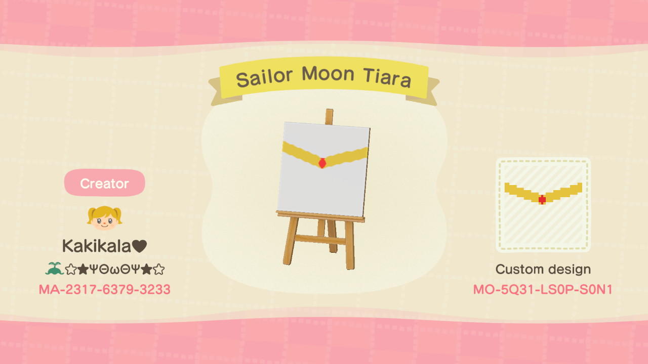 Animal Crossing Design Code: MO-5Q31-LS0P-S0N1 Sailor Moon Tiara