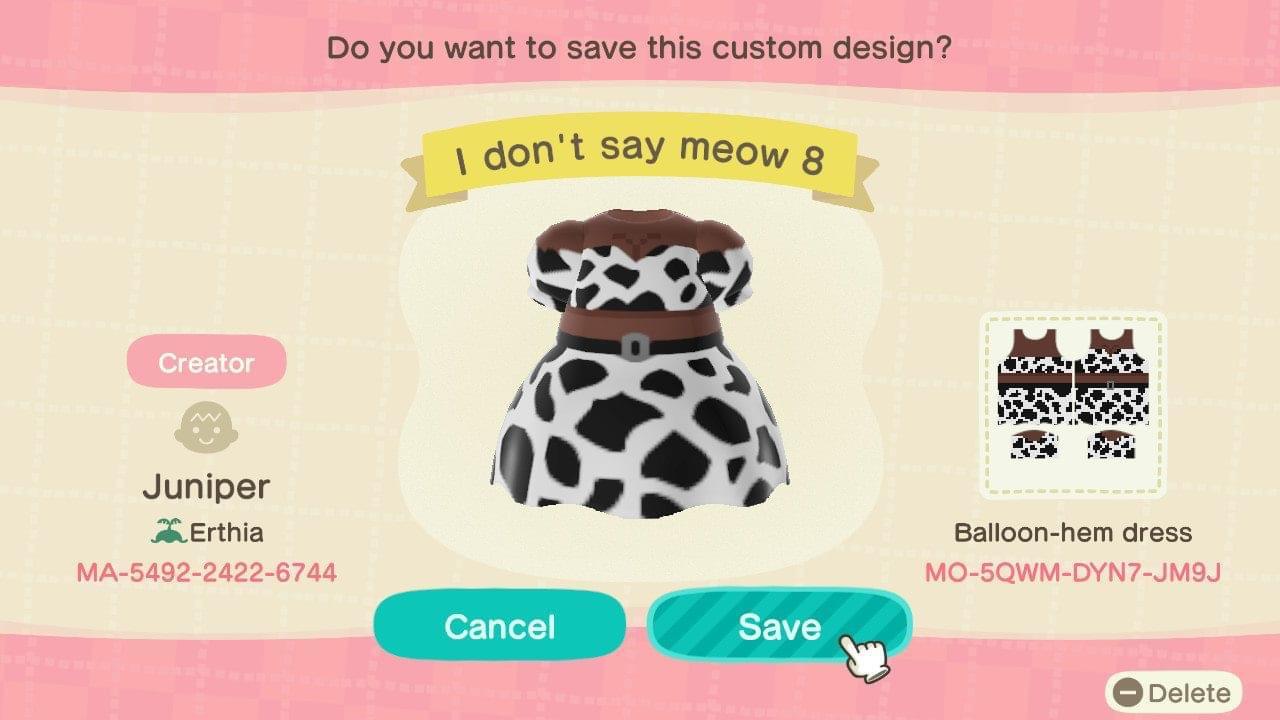 Animal Crossing Design Code: MO-5QWM-DYN7-JM9J I don’t say meow 8