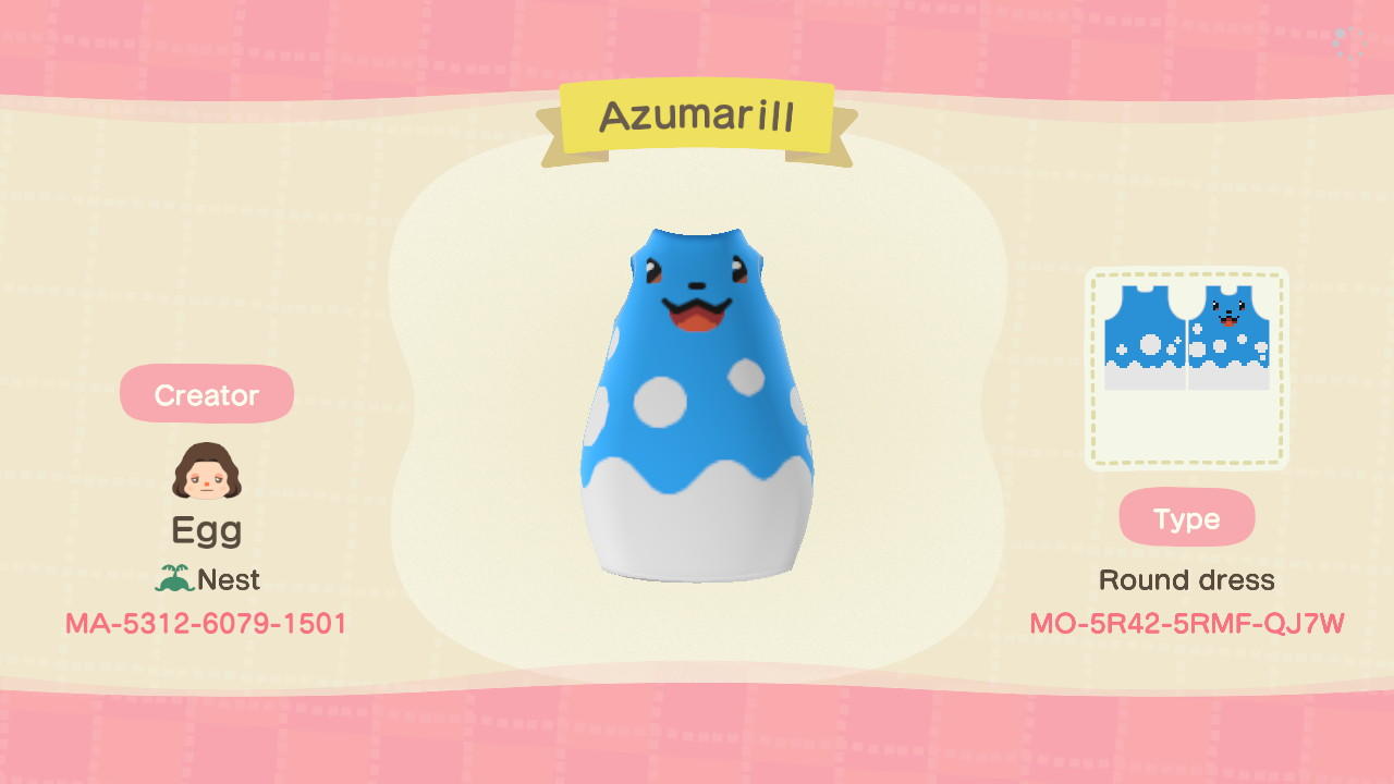 Animal Crossing Design Code: MO-5R42-5RMF-QJ7W Azumarill